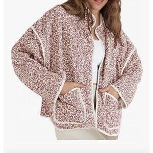 Floral Quilted Jacket Women’s Small Boho Cottagecore Puffer Coat Pockets